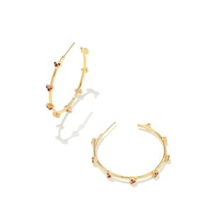 NWT KENDRA SCOTT HAVEN HEART HOOP EARRINGS IN PINK CRYSTAL & GLD